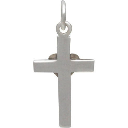 Sterling Silver Cross Charm with Bronze Heart - Poppies Beads n' More