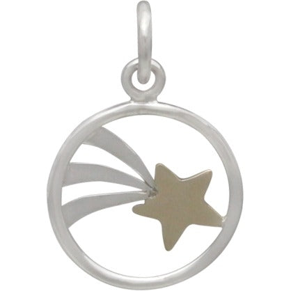 Sterling Silver Shooting Star Charm with Bronze - Poppies Beads n' More