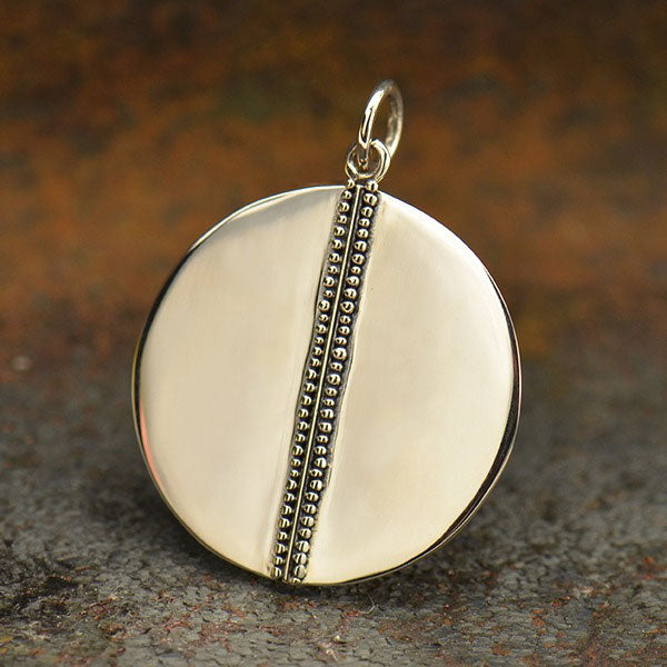 Sterling Silver Disk - Geometric Pendant Decoration - Poppies Beads n' More