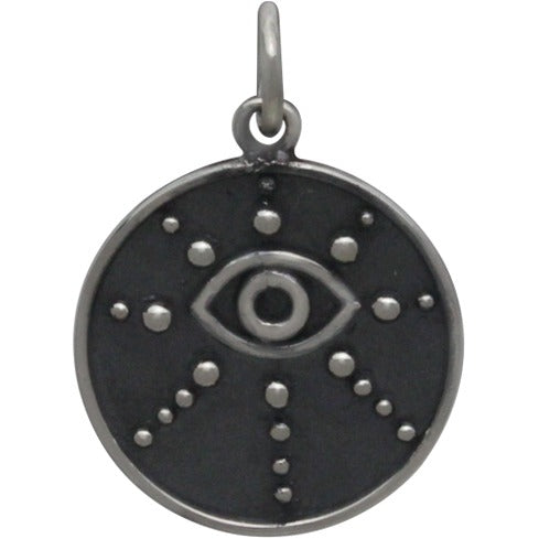 Sterling Silver Evil Eye Pendant with Granulation - Poppies Beads n' More