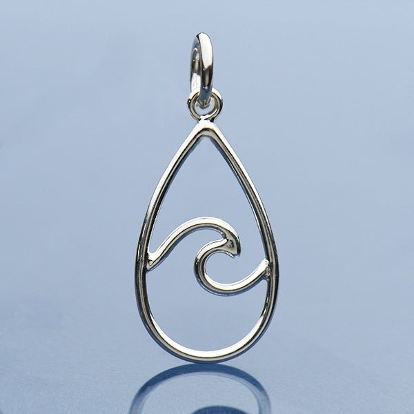 Sterling Silver Wire Wave Charm - Teardrop Shape - Poppies Beads n' More