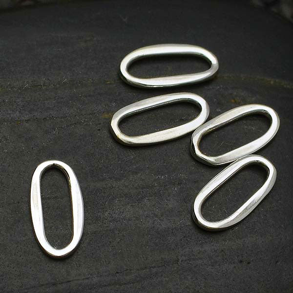 Sterling Silver Tiny Long Oval Link - Poppies Beads n' More