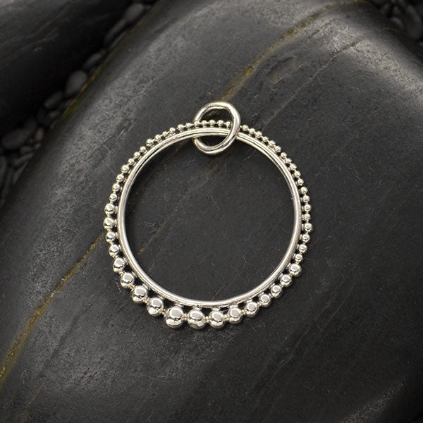 Sterling Silver Circle Link with Graduated Granulation - Poppies Beads n' More