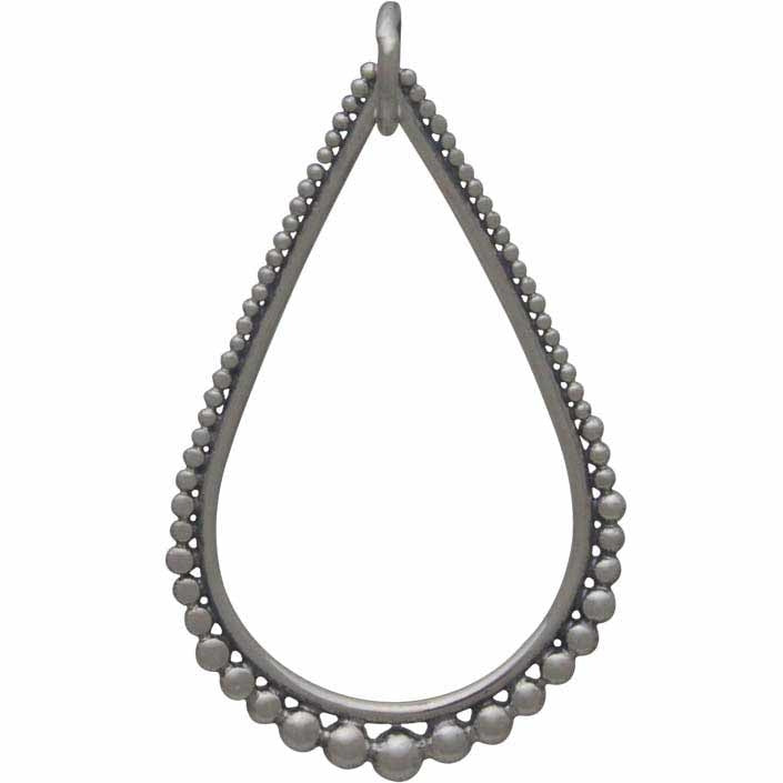 Sterling Silver Teardrop Link with Graduated Granulation - Poppies Beads n' More