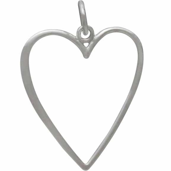 Sterling Silver Large Heart Charm that Hangs Straight - Poppies Beads n' More