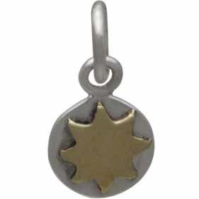 Sterling Silver with Bronze Sun Charm - Poppies Beads n' More