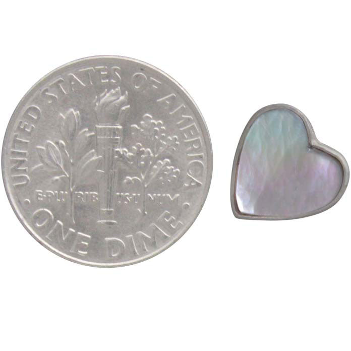 Mother of Pearl Heart Bead with Silver Bezel - Poppies Beads n' More