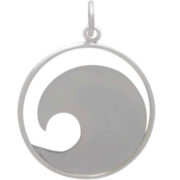 Sterling Silver Wave Pendant with Mother of Pearl - Poppies Beads n' More