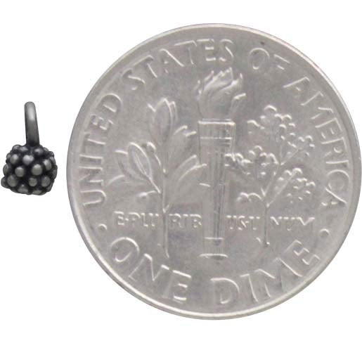 Sterling Silver Ball Dangle Charm with Granulation - Poppies Beads n' More