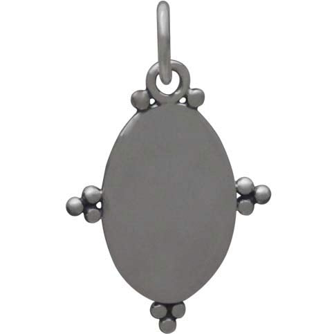 Oxidized Silver Oval Charm with Bronze Cross - Poppies Beads n' More