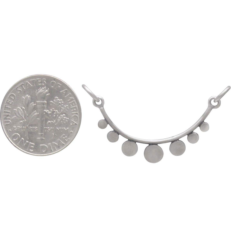Sterling Silver Curved Bar Festoon with Flat Circles - Poppies Beads n' More