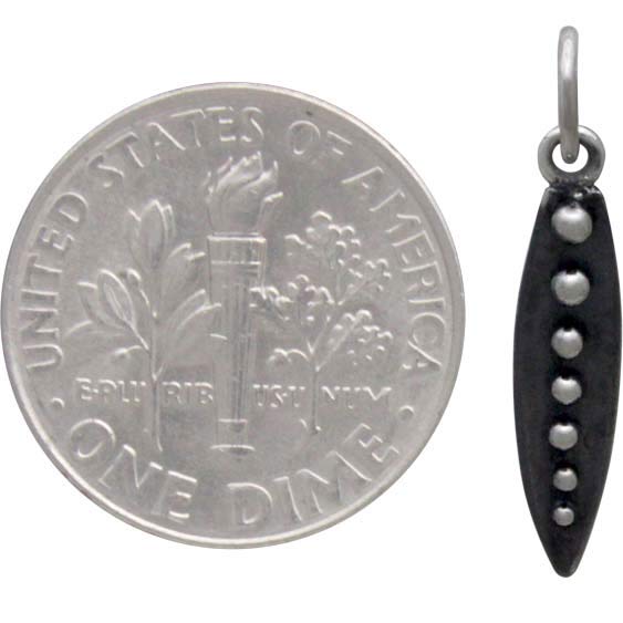 Sterling Silver Flat Spike Charm with Granulation - Poppies Beads n' More
