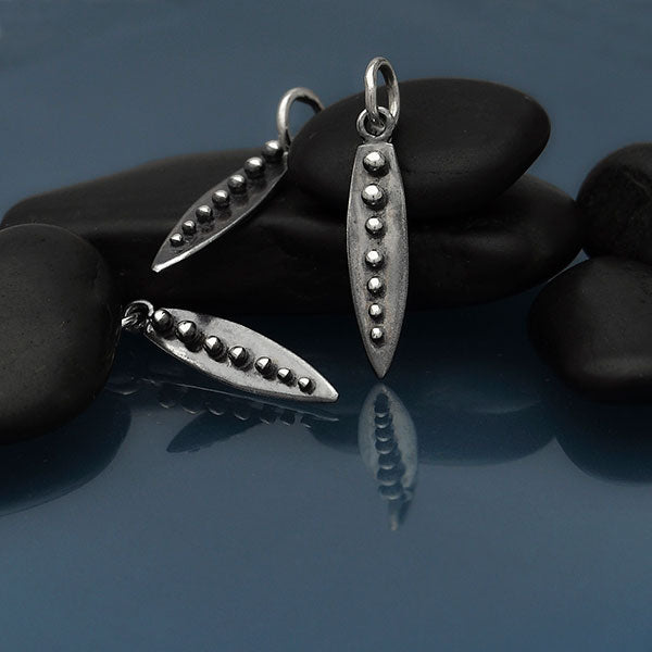 Sterling Silver Flat Spike Charm with Granulation - Poppies Beads n' More