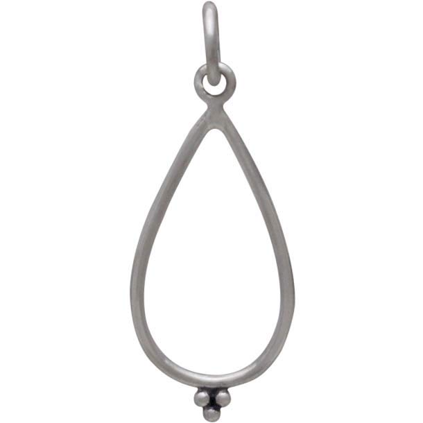 Sterling Silver Teardrop Charm with Granulation Detail - Poppies Beads n' More