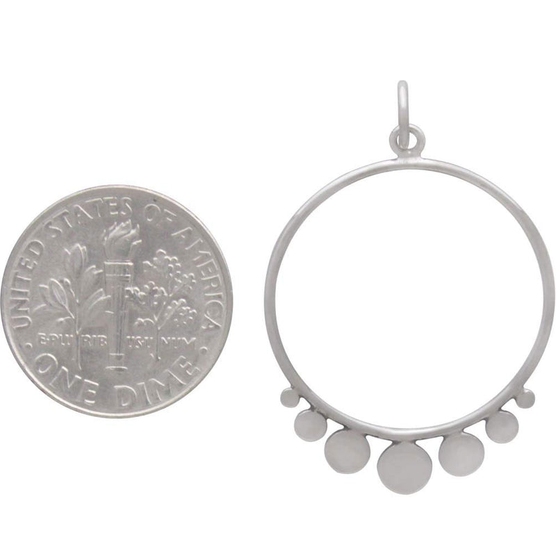 Sterling Silver Circle Charm with Flat Circles - Poppies Beads n' More
