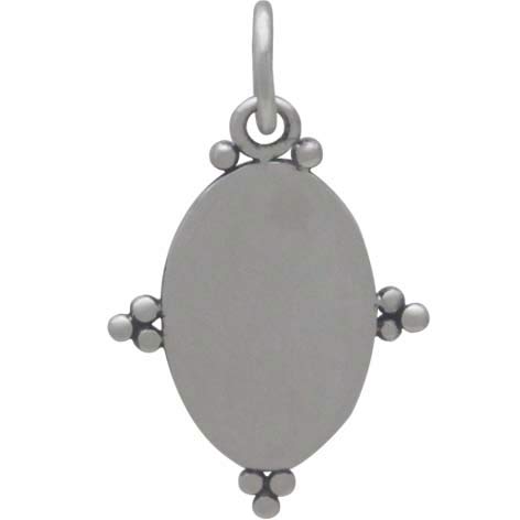 Silver Oxidized Oval Charm with Bronze Heart - Poppies Beads n' More