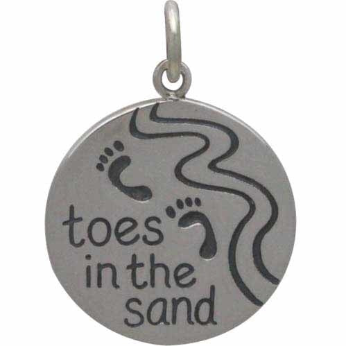 Sterling Silver Beach Charm - Toes in the Sand Charm - Poppies Beads n' More