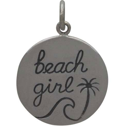 Sterling Silver Beach Charm - Beach Girl Charm - Poppies Beads n' More