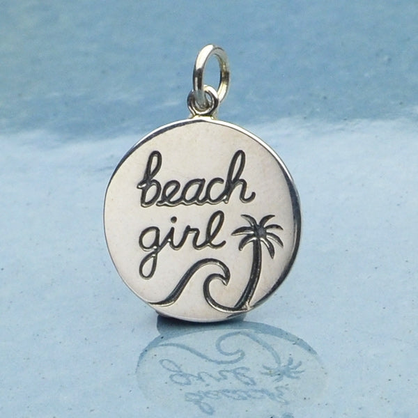 Sterling Silver Beach Charm - Beach Girl Charm, - Poppies Beads n' More