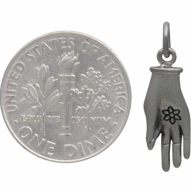 Sterling Silver Mudra Hand Charm - Left and Right Sides - Poppies Beads n' More