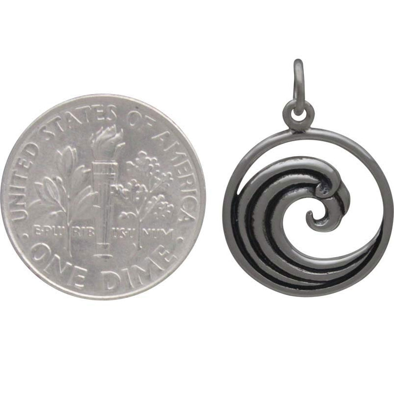 Sterling Silver Curled Wave Charm - Poppies Beads n' More