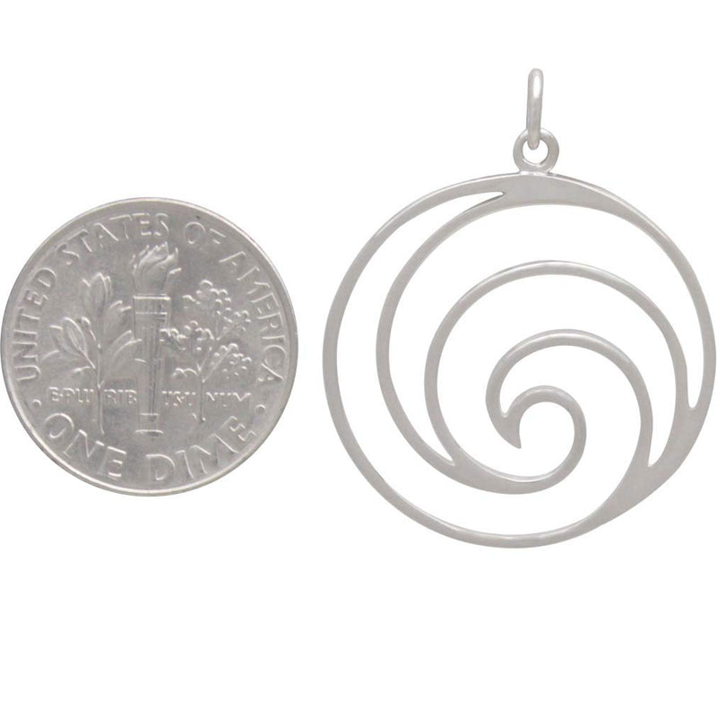 Sterling Silver Openwork Swirl Wave Pendant - Poppies Beads n' More