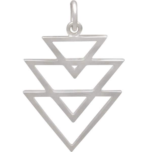 Sterling Silver Stacked Triangle Pendant - Poppies Beads n' More