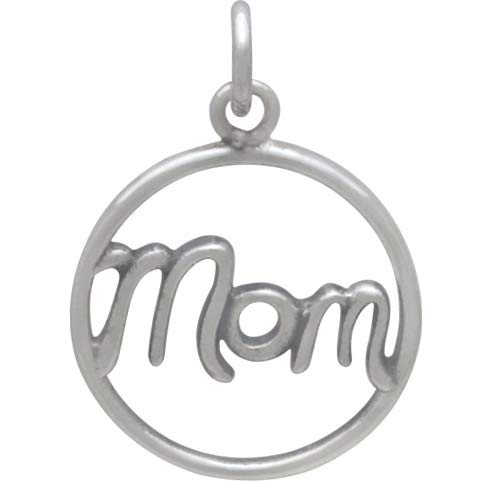 Sterling Silver Mom Charm in Cursive Script - Poppies Beads n' More
