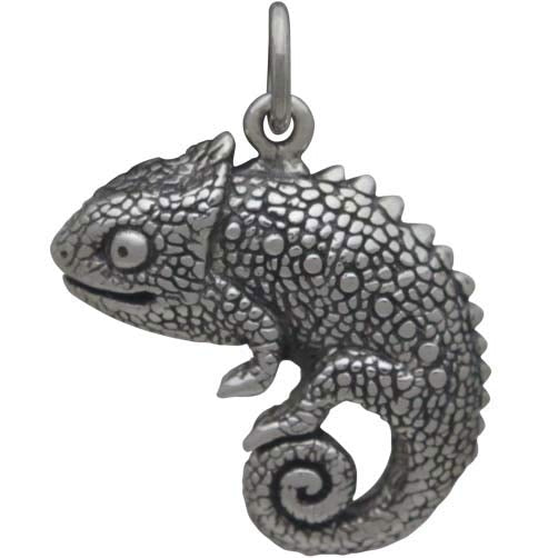 Sterling Silver Chameleon Charm - Poppies Beads n' More