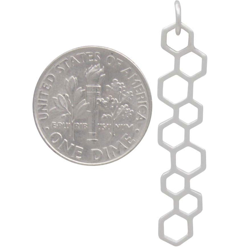 Sterling Silver Long Honeycomb Pendant - Poppies Beads n' More
