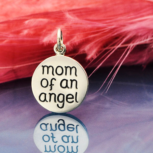 Silver Miscarriage Memorial Charm - Mom of an Angel - Poppies Beads n' More
