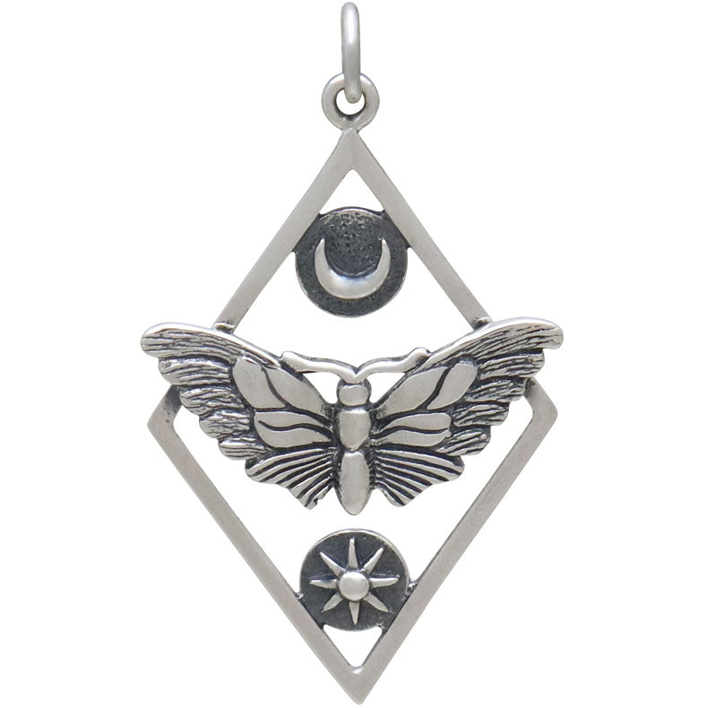 Geometric Moth Charm with Sun and Moon - Poppies Beads n' More