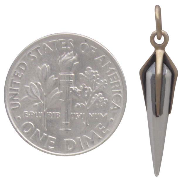 Sterling Silver Spike Charm with Bronze Claw Cap - Poppies Beads n' More