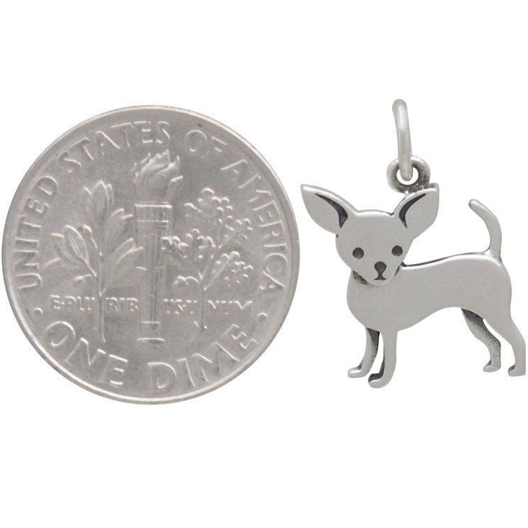 Sterling Silver Chihuahua Dog Charm - Poppies Beads n' More