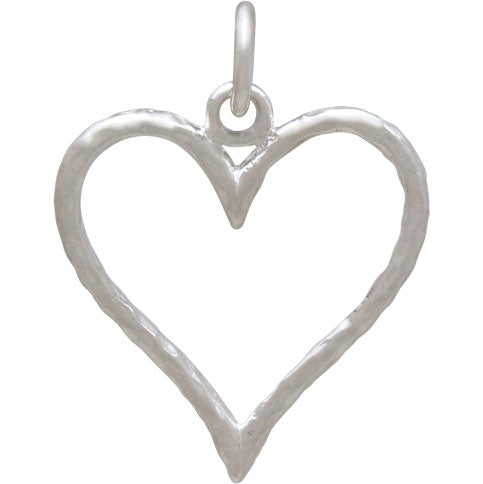 Sterling Silver Hammered Wire Heart Charm - Poppies Beads n' More