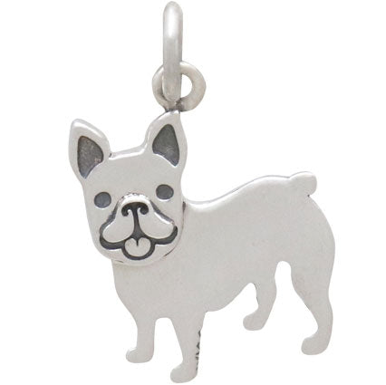 Sterling Silver French Bulldog Dog Charm - Poppies Beads n' More