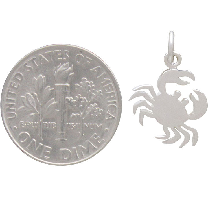 Sterling Silver Flat Crab Charm - Poppies Beads n' More