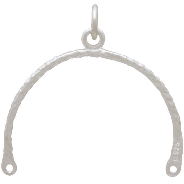 Sterling Silver Hammered Arch Link with Center Loop, - Poppies Beads n' More
