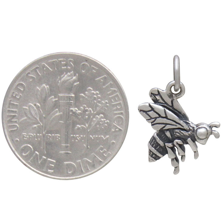 Sterling Silver Realistic Bee Charm - Poppies Beads n' More