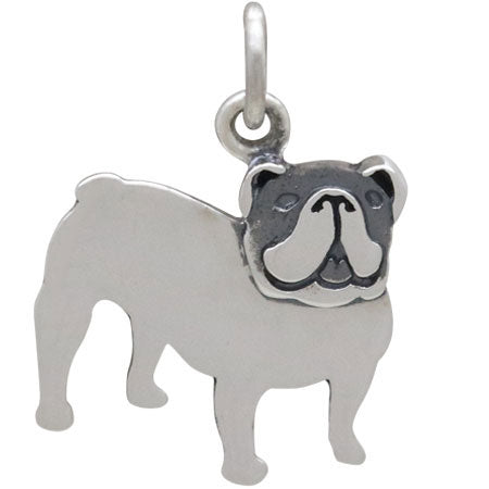 Sterling Silver Bulldog Dog Charm - Poppies Beads n' More