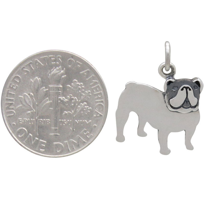 Sterling Silver Bulldog Dog Charm - Poppies Beads n' More