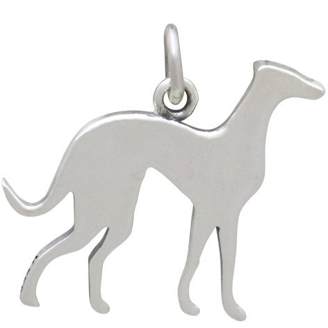 Sterling Silver Greyhound Dog Charm - Poppies Beads n' More