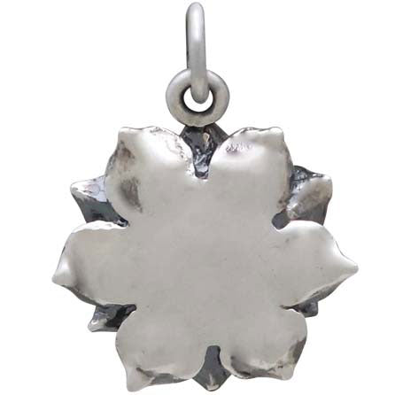 Sterling Silver Lotus Pendant with Bronze Heart - Poppies Beads n' More