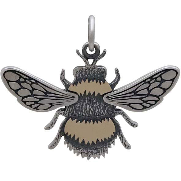 Mixed Metal Bumble Bee Pendant - Poppies Beads n' More