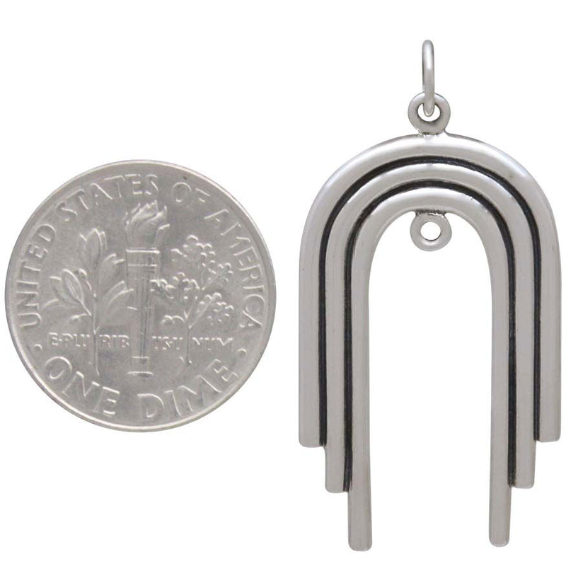 Sterling Silver Art Deco Arch Pendant Link - Poppies Beads n' More