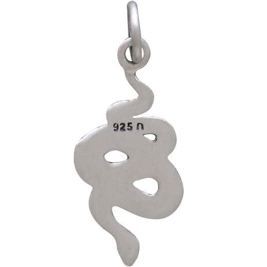 Sterling Silver Small Textured Snake Charm - Poppies Beads n' More