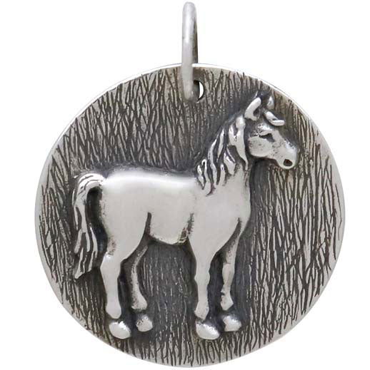 Sterling Silver Horse Coin Charm - Poppies Beads n' More