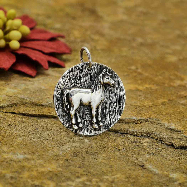 Sterling Silver Horse Coin Charm - Poppies Beads n' More