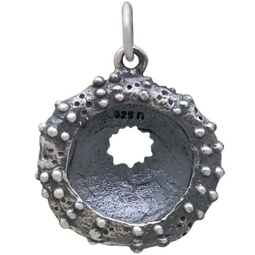 Sterling Silver Dimensional Sea Urchin Charm - Poppies Beads n' More