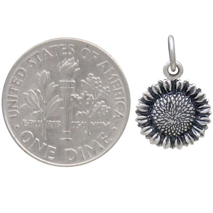 Sterling Small Sunflower Charm - Poppies Beads n' More
